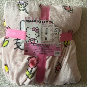 Hello Kitty Springtime Pink and White Floral Blanket